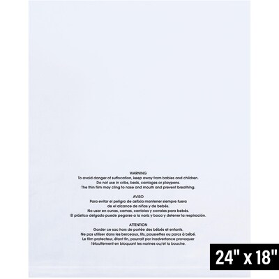 18 x 24 Layflat Poly Bag, 1 Mil, Clear, 1000/Carton (PBM18241)