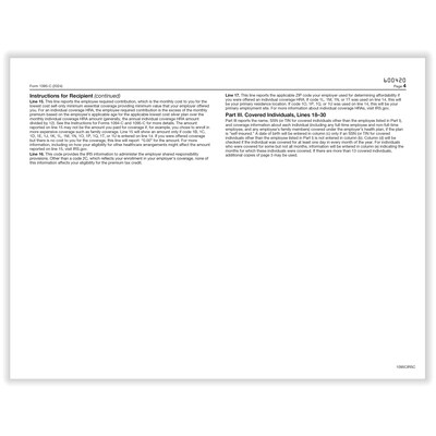 ComplyRight 2024 1095-C Tax Form, 1-Part, White/Black, 25/Pack (1095CIRSC25)