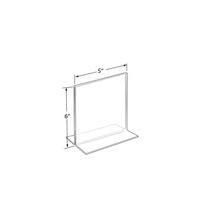 Azar Displays Bottom Loading Clear Acrylic T-Frame Sign Holder 5 Wide x 6 High-Vertical/Portrait,