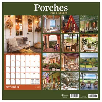 2027 TF Publishing Porches 11" x 12" Monthly Wall Calendar, Multicolored (27-1058)