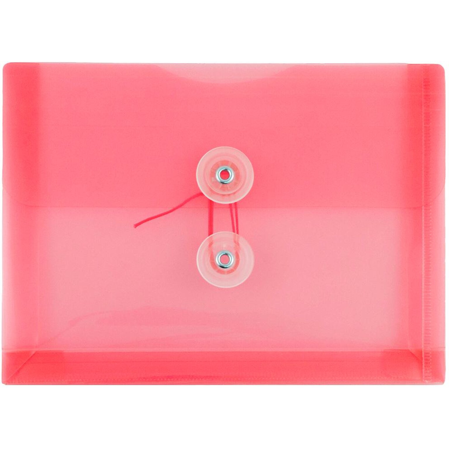 JAM Paper Premium Plastic Filing Envelope with Button & String Closure, Pink, 3/Pack (920B1PIX3)