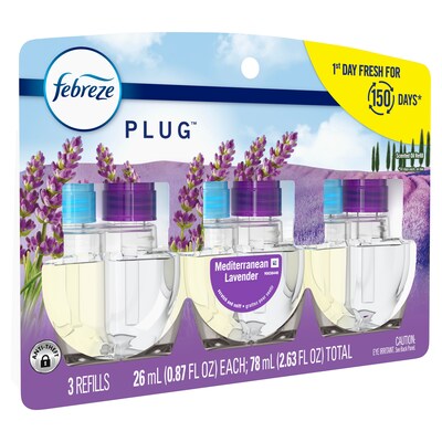 Febreze Fade Defy Plug Air Freshener Warmer Refill, Mediterranean Lavender Scent, 0.87 fl. oz., 3/Pack (54367)