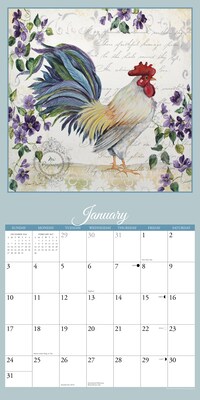 2027 Willow Creek Roosters - Artisan Series 12" x 12" Monthly Wall Calendar (65372)
