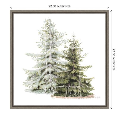 Amanti Art Vintage Wooded Holiday Trees in Snow by Katie Pertiet Framed Canvas Wall Art Print, 22" x 22" (A42675456637)