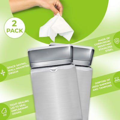 Alpine Industries Sanitary Receptacle, Stainless Steel, 2/Pack (451-SSB-2PK)