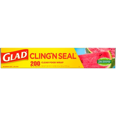 Glad ClingWrap Plastic Wrap, 200 Sq Ft., 12 Boxes/Carton (00020)