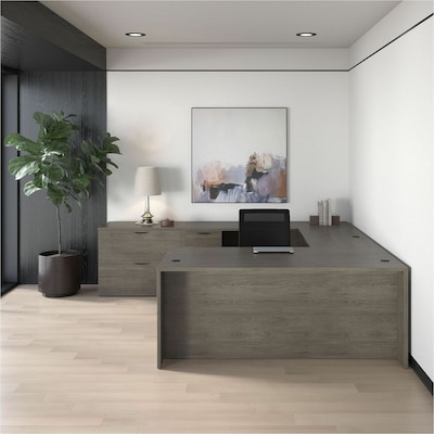 Lorell Prominence 2.0 Left-Pedestal Credenza (LLRPC2472LGE)