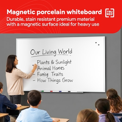 TRU RED™ Magnetic Steel Dry Erase Board, Satin Frame, 8' x 4' (TR61178)