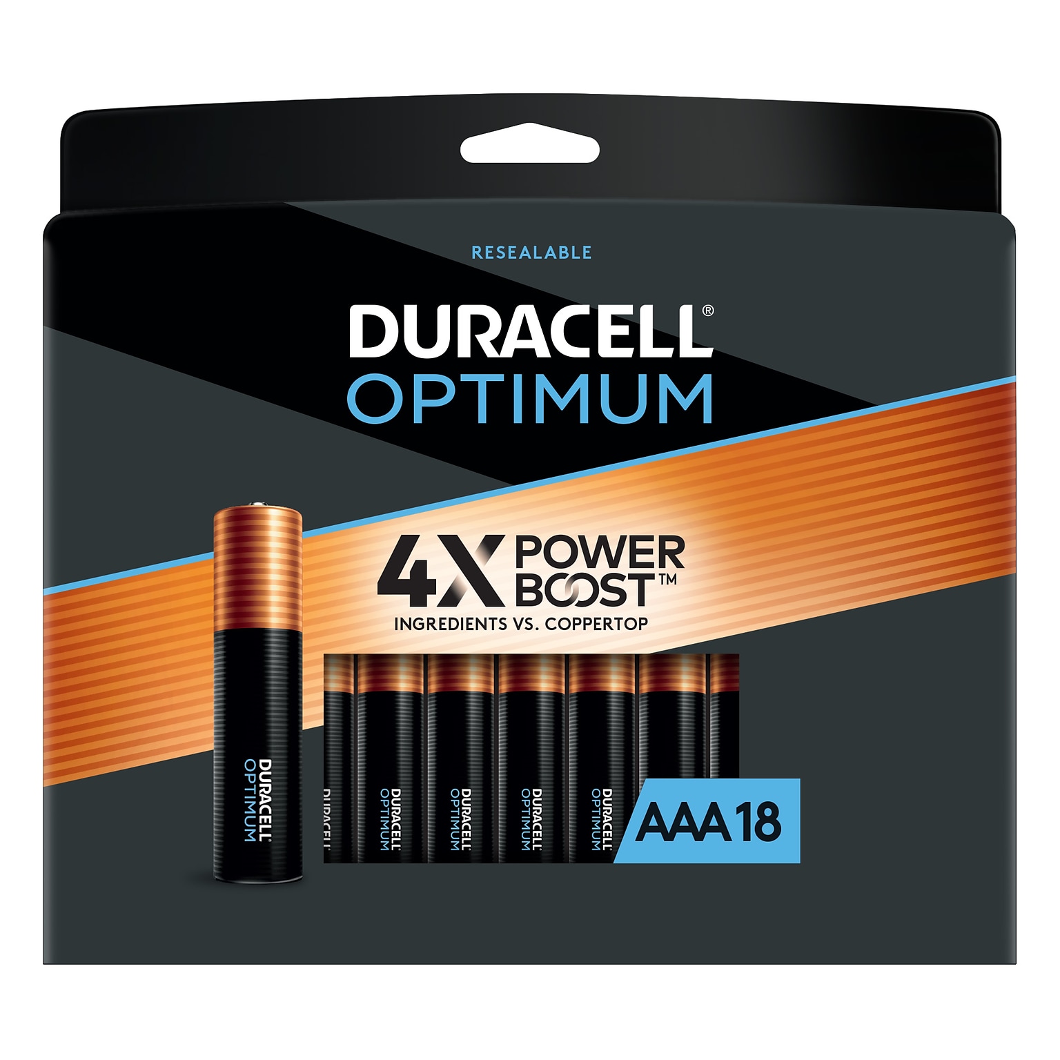 Duracell Optimum AAA Alkaline Battery, 18/Pack (OPT2400B18PRT)