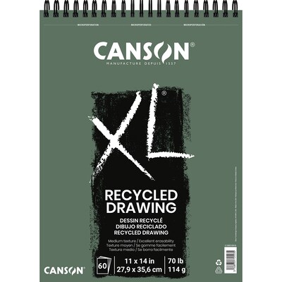Canson XL Series 11 x 14 Wire Bound Recycled Drawing Sketch Pad, 60 Sheets/Pad, 2/Bundle (MCXC1005