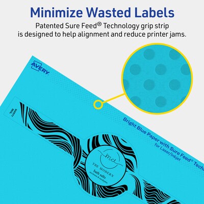 Avery Printable Decorative Edge Multipurpose Labels, 2-3/8" x 8", Bright Blue, 240/Box (94117)