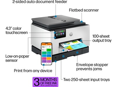 HP OfficeJet Pro 9135e Wireless All-in-One Color Inkjet Printer Scanner Copier, Best for Home Office