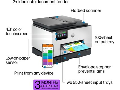 HP OfficeJet Pro 9135e Wireless All-in-One Color Inkjet Printer Scanner Copier, Best for Home Office, 3 months FREE INK (404M0A)