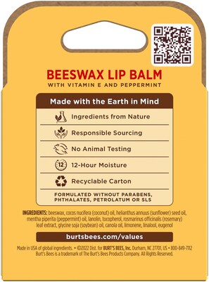 Burt's Bees Beeswax Lip Balm, 4/Pack (01198)