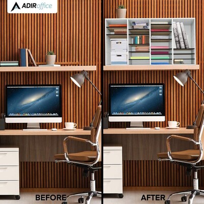 AdirOffice 36-Compartment Literature Organizer, 11.8" x 39.3", White (500-36-WHI)