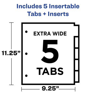 Avery Big Tab Insertable Plastic Dividers with 2 Pockets, 5 Tabs, Two-Tone Multicolor (11982)