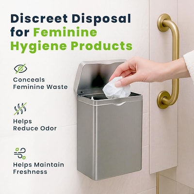 Alpine Industries Stainless Steel Napkin Disposal Receptacle, 10 x 3.74, Black,  2/Pack (451-SSB-MK)