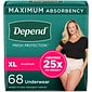 Depend Fit-Flex Adult Incontinence Underwear for Women, Disposable, XL, Blush, 68 Count (54199)