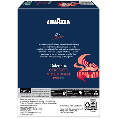 Lavazza Classico Coffee Keurig® K-Cup® Pods, Medium Roast, 22/Box (6001)