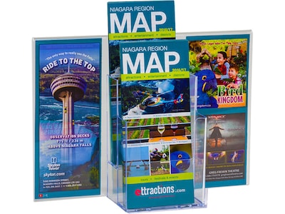 Azar Sign Holder Frame with Two-Tier Trifold Pockets, 4.25 x 9.13, Clear Acrylic, 2/Pack (252059)