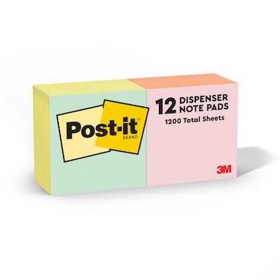 Post-it Pop-up Notes, 3 x 3, Beachside Café Collection, 90 Sheet/Pad, 12 Pads/Pack (R330UALT)
