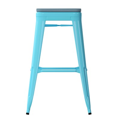 Flash Furniture Cierra Industrial Metal Indoor Bar Height Stools without Back, Teal, 4-Pieces/Pack (4ET32030TLRPL2C)