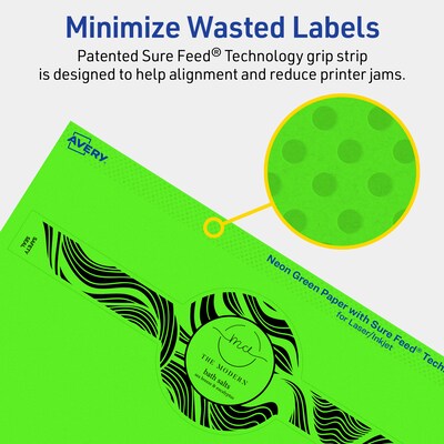 Avery Decorative Edge Multipurpose Labels, 2-3/8" x 8", Neon Green, 30/Pack (94117)