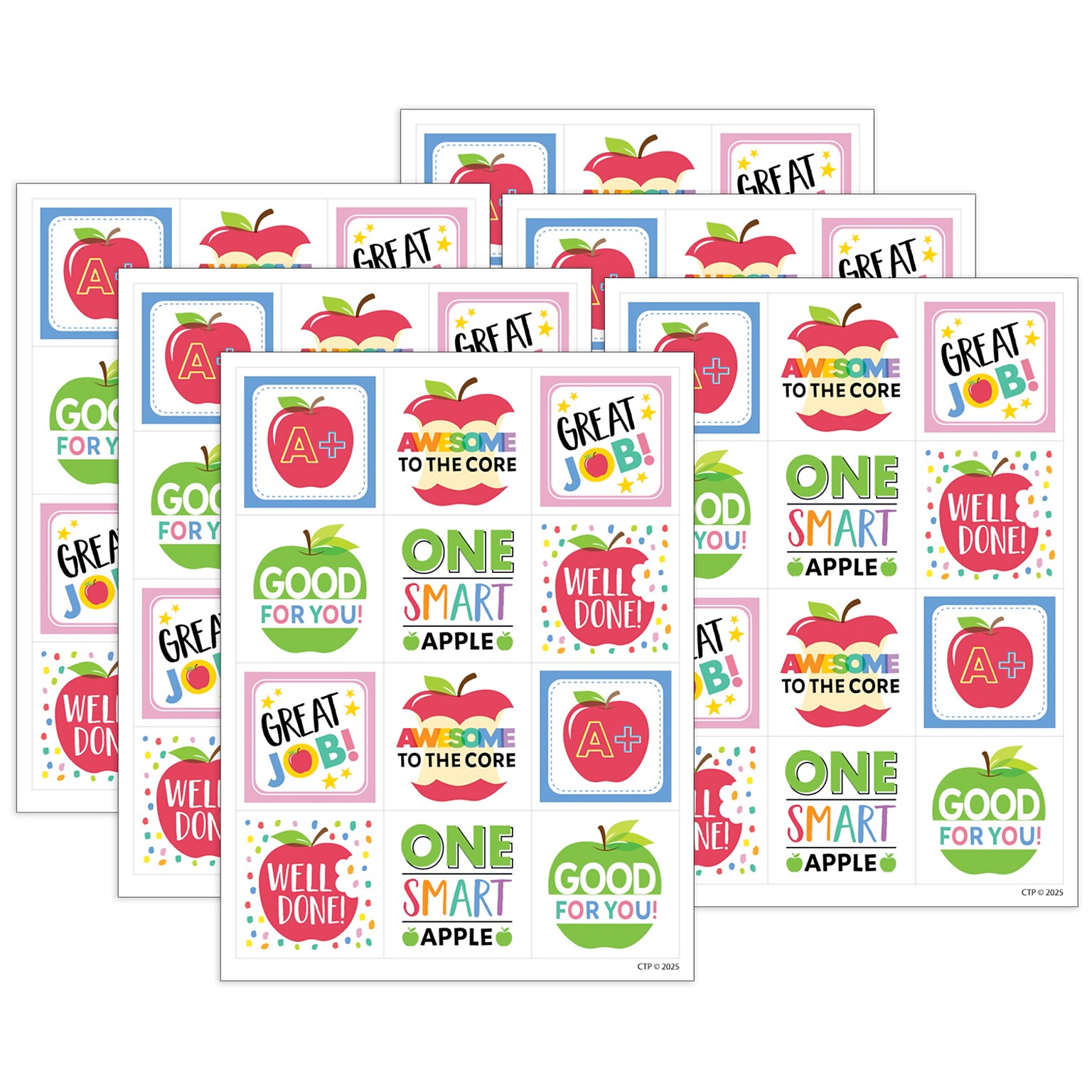 Creative Teaching Press Apple Time Apple Reward Stickers, Multicolored, 60/Pack, 6/Packs/Bundle (CTP11020-6)