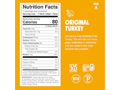 Chomps Original Turkey Meat Stick, 1.15 oz., 24/Box (CTOTJ24)