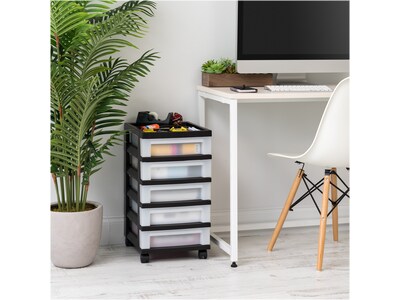 Iris 5-Drawer Storage Cart, Black/Translucent White (585006)