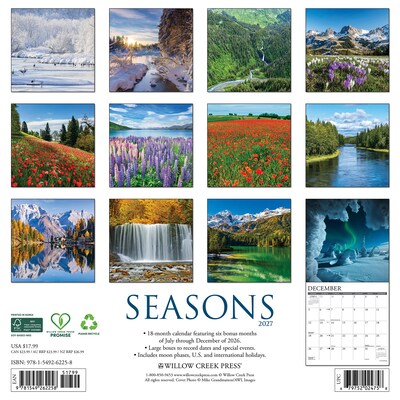 2027 Willow Creek Seasons 12 x 12 Monthly Wall Calendar, Assorted Colors (62258)