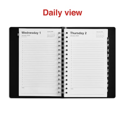 2025 Staples 5" x 8" Daily Appointment Book, Black (ST58452-25)