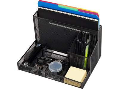 Mind Reader 8-Compartment Metal Mesh Desk Organizer and Office Supplies, Black (DORGSET-BLK)