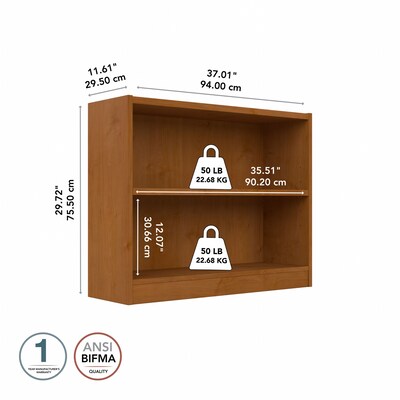 Bush Furniture Universal 30"H 2-Shelf Bookcase with Adjustable Shelf, Natural Cherry (WL12466)