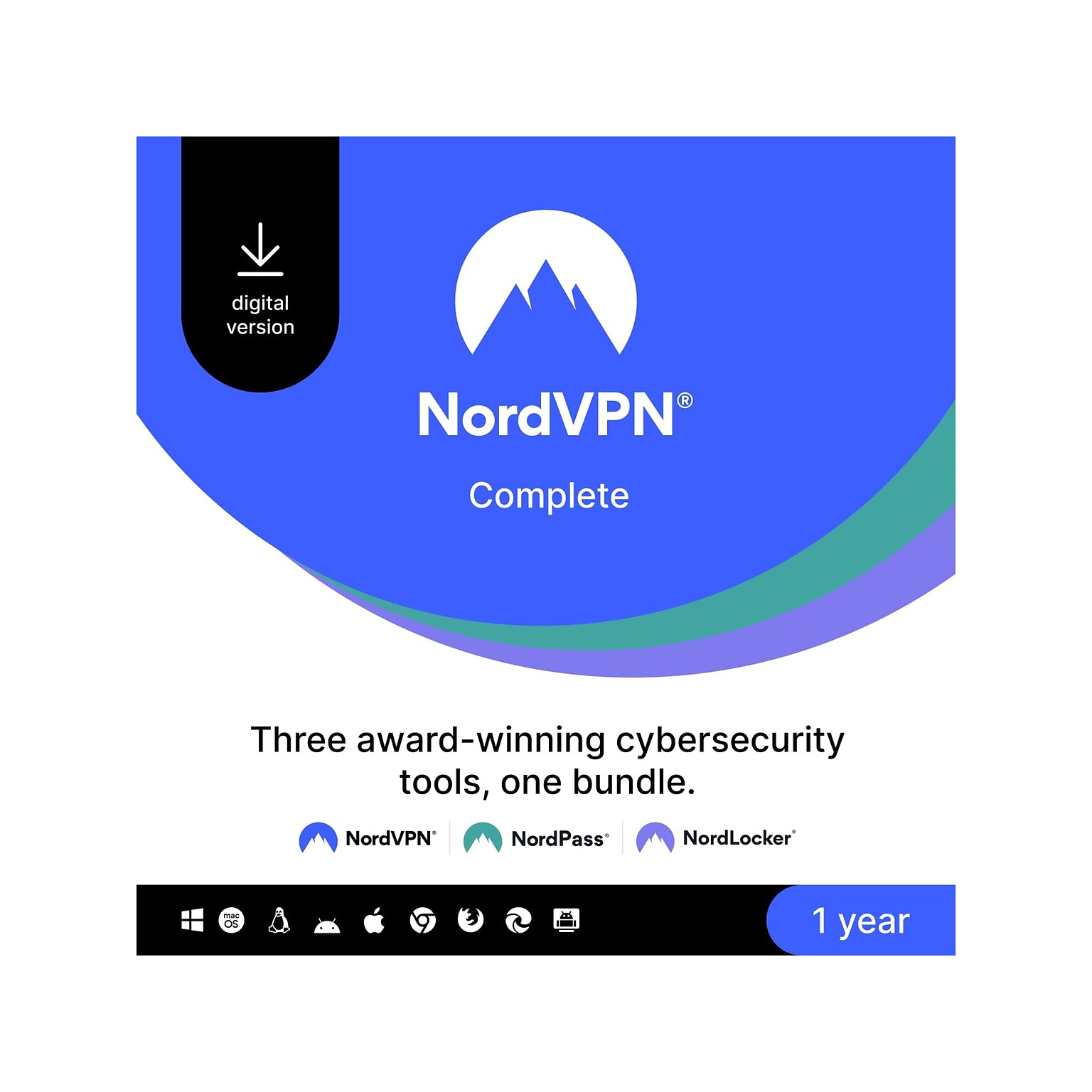 NordVPN Complete for 10 Devices, Windows/macOS/Android/iOS, Download (NVC1C1Y-RLUS-E-ST)