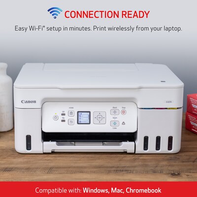 Canon PIXMA MegaTank G3270 WH Wireless Color Inkjet Printer, All-In-One Supertank, Print, Scan, Copy (G3270 WH)