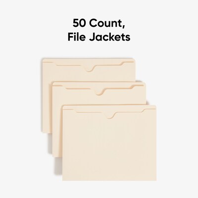 Smead Recycled Reinforced File Jacket, 2" Expansion, Letter Size, Manila, 50/Box (75560)