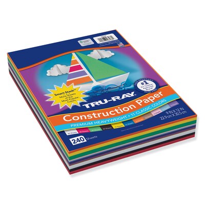 Tru-Ray Smart-Stack 9" x 12" Construction Paper, Assorted Colors, 240 Sheets/Pack (PAC6586)