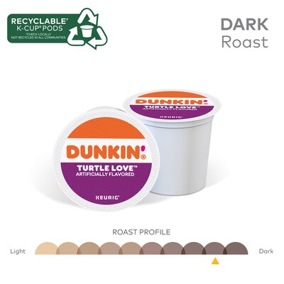 Dunkin' Turtle Love Coffee, Keurig K-Cup Pod, Dark Roast, 22/Box, 4 Boxes/Carton (5000367615CT)