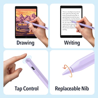 Delton DAP7 Stylus Pen, Wireless Magnetic Charging, Purple (DAP7PR)
