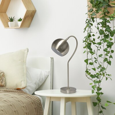 Lalia Home Mid Century Curved Table Lamp with Dome Shade, Brushed Nickel (LHT-5031-BN)