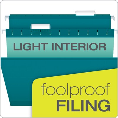 Pendaflex Reinforced Hanging File Folders, 1/5 Tab, Letter Size, Teal, 25/Box (04152 1/5 TEA)