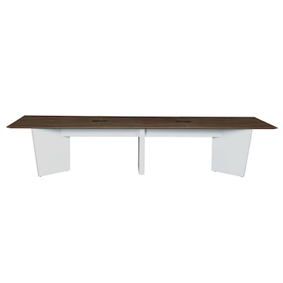 Regency Array 144"W x 48"D Conference Table with Grommet, Neo Walnut/White (ACT14448NWWH)