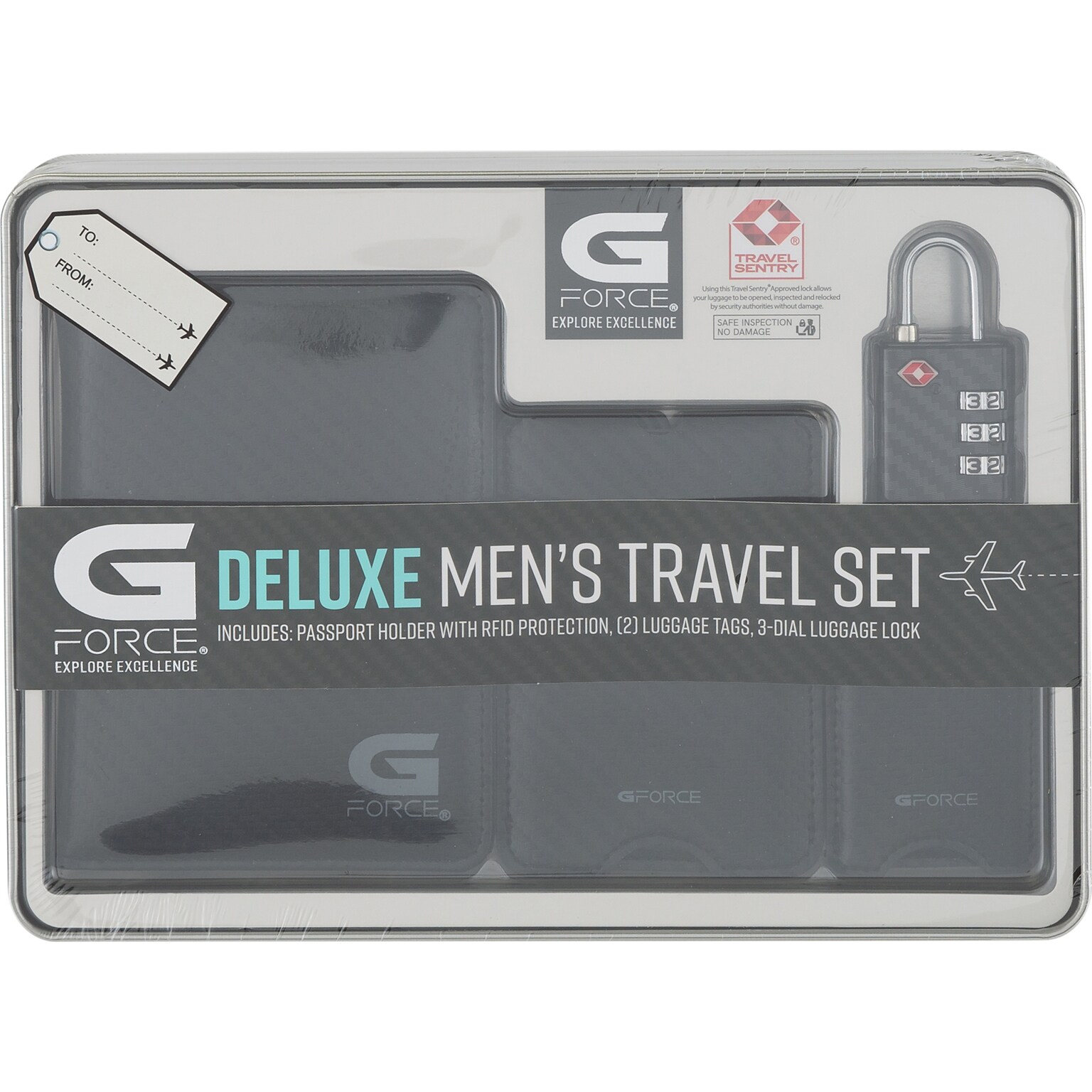 G Force XPLORER RFID Passport Holder, Carbon Black, 4/Set (26719-CARBON)