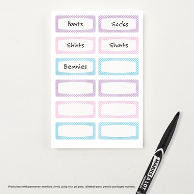 Avery No-Iron Waterproof Fabric Name Labels, 3/4" x 1-3/4", Assorted Colors, 24 Labels/Pack (40775)