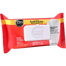 Sani Professional Sanitizing Multi-Surface Wipe, 72/Pack, 12 Packs/Carton (M30472)