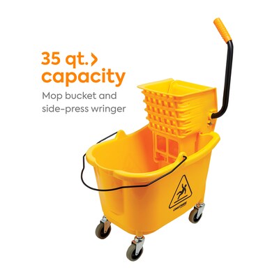 Coastwide Professional Bucket & Side-Press Wringer, 35 Qt., Yellow/Black