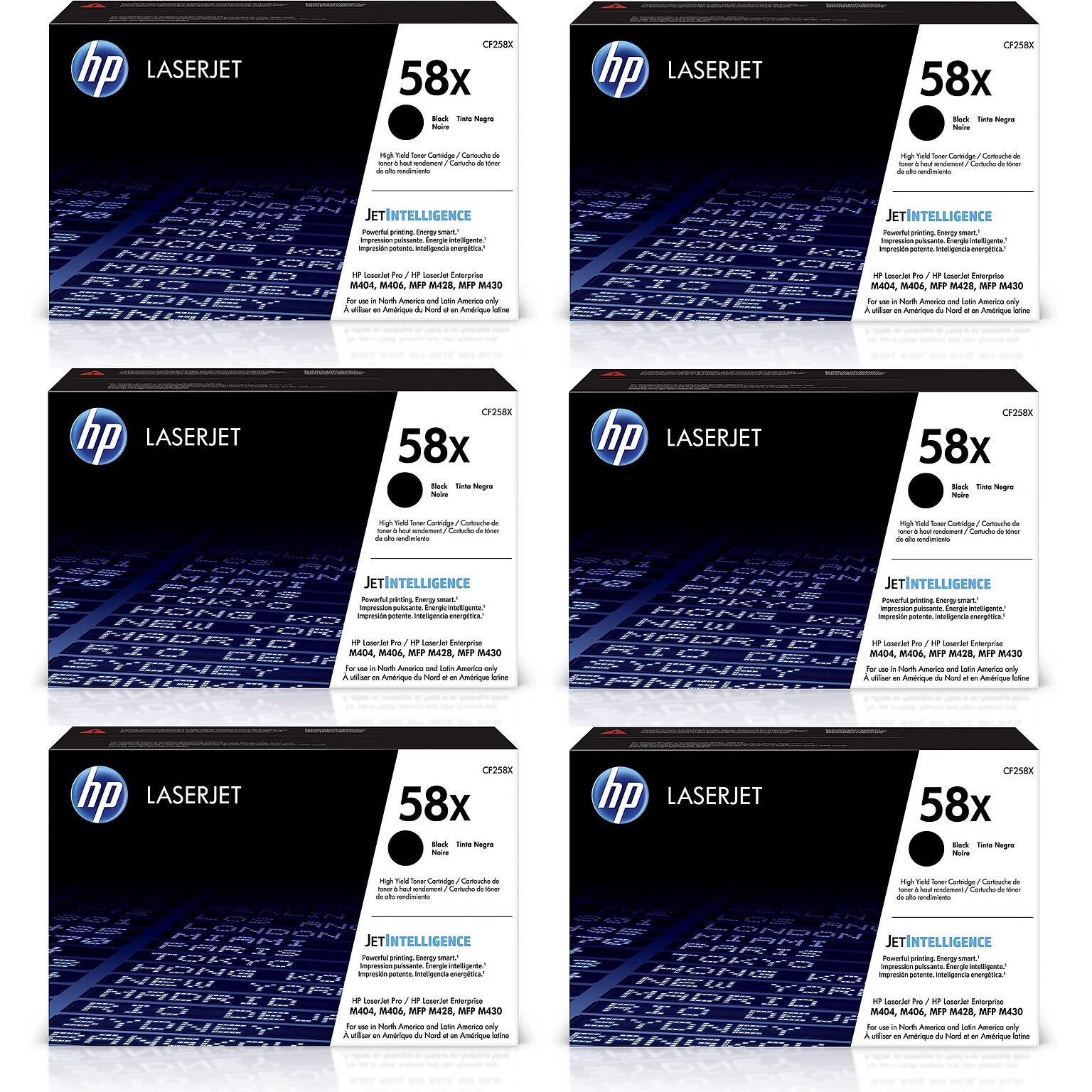 HP 58X Black High Yield Toner Cartridge, 6/Pack (CF258X6PK-STP)