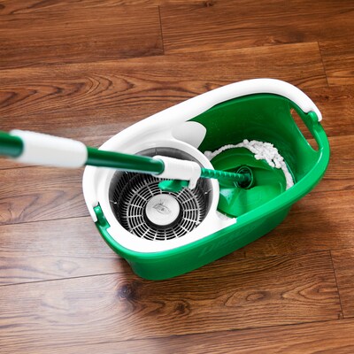 Libman Tornado Microfiber Spin Mop & Bucket, Green/White (1283001)