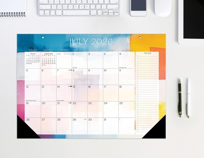 2026-2027 Willow Creek 17" x 12" Academic Monthly Desk Calendar, Abstract Art (64665)
